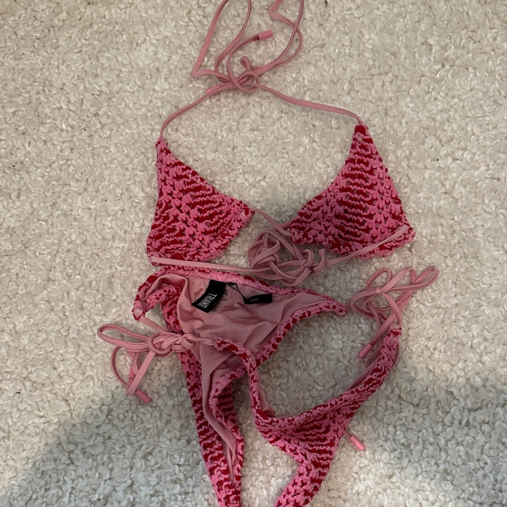 Triangl Swimwear Pink Crochet Bikini